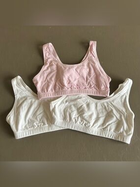 Fruit Of The Loom Training Bra Racerback Sports Bra Size 34 (2) White & (1) Pink